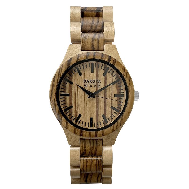 Dakota Zebrawood & Maple Wood Watch with Zebrawood Dial, Mens, Size: Large