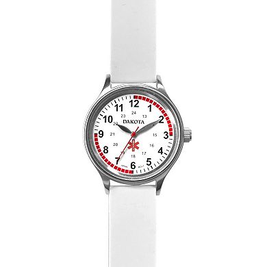 Dakota Women's Midsize White Silicone Band Nurse Watch