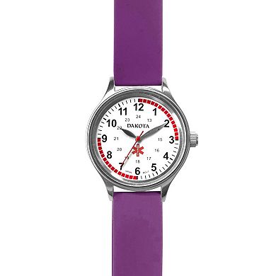 Women's Midsize Purple Silicone Band Nurse Watch