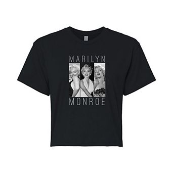 Juniors' Marilyn Monroe Trio Cropped Graphic Tee