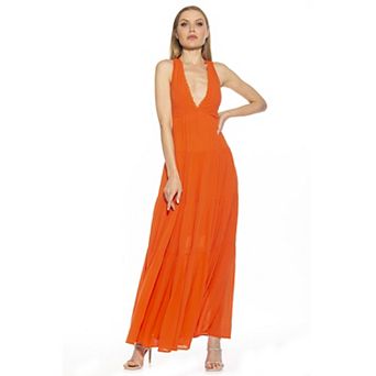 Women's ALEXIA ADMOR Tezzi Lace Trim V-Neck Tiered Maxi Dress