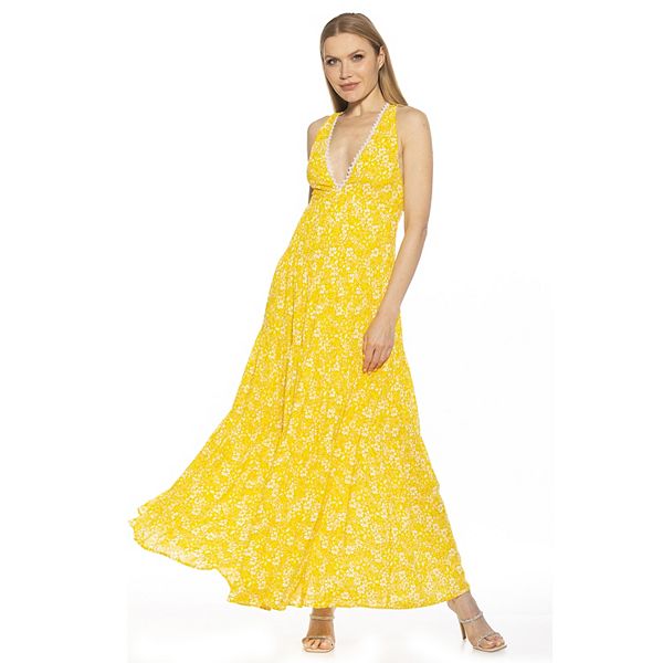 Women's ALEXIA ADMOR Tezzi Lace Trim V-Neck Tiered Maxi Dress