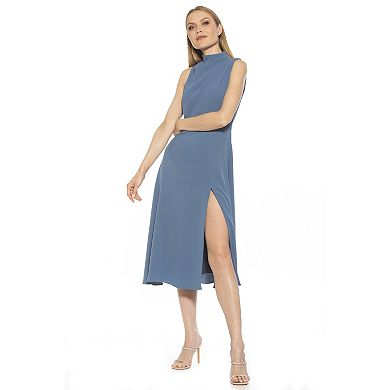 Women's ALEXIA ADMOR Veronica Draped Mock Neck Fit And Flare Dress