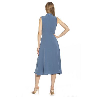 Women's ALEXIA ADMOR Veronica Draped Mock Neck Fit And Flare Dress