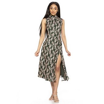 Women's ALEXIA ADMOR Veronica Draped Mock Neck Fit And Flare Dress