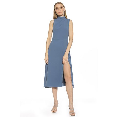 Женские платья ALEXIA Women's ALEXIA ADMOR Veronica Draped Mock Neck Fit And Flare Dress