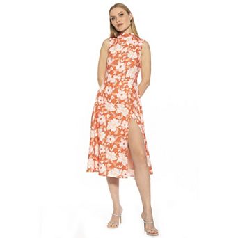 Women's ALEXIA ADMOR Veronica Draped Mock Neck Fit And Flare Dress