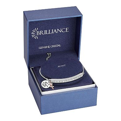 Brilliance Two Tone Crystal "Aunt" Adjustable Channel Bar Bracelet