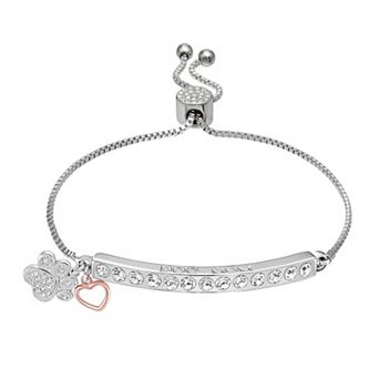 Brilliance Two Tone Crystal "Dog Mom" Adjustable Bracelet