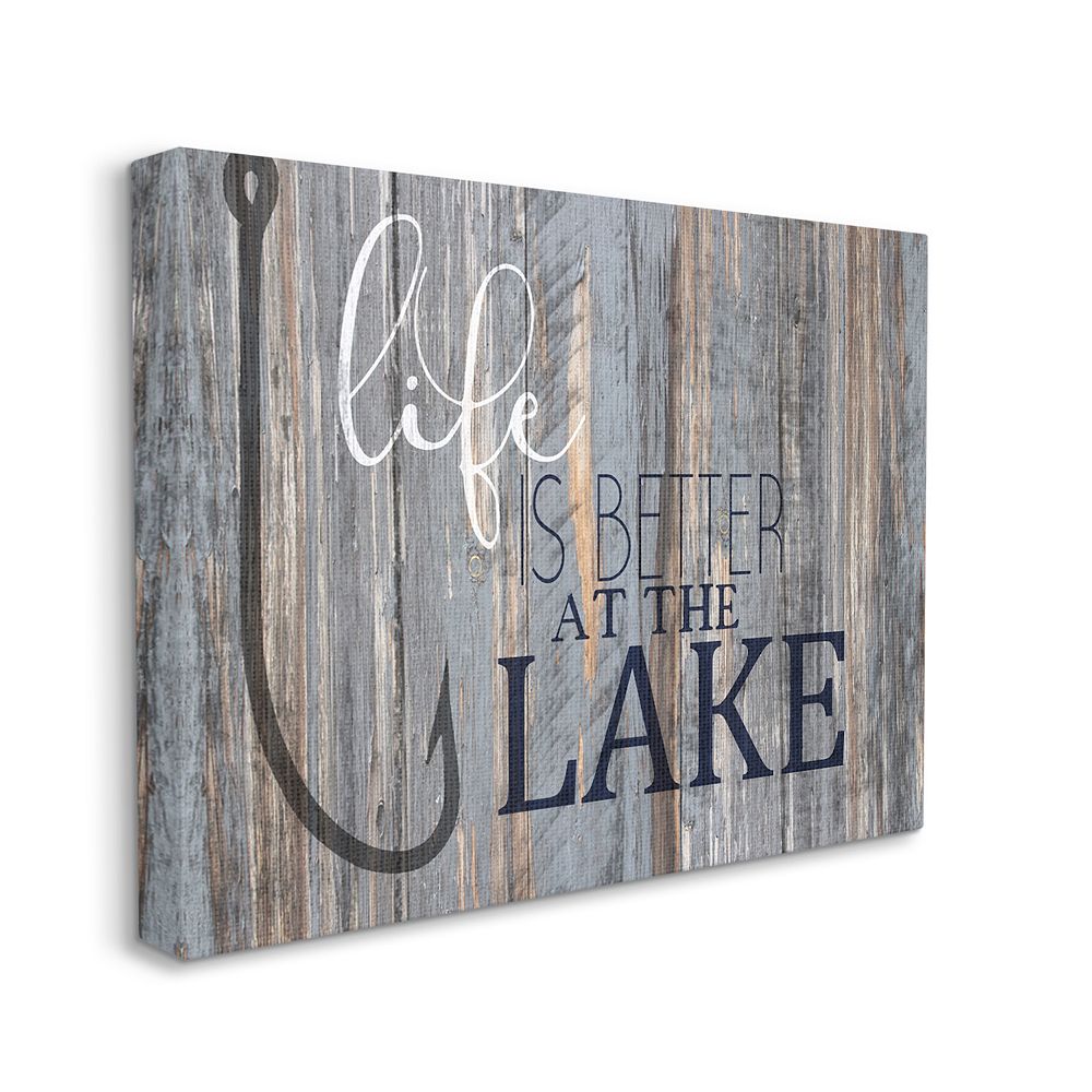 Stupell Home Decor Life Better Lake Canvas Wall Art