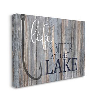 Stupell Home Decor Life Better Lake Canvas Wall Art