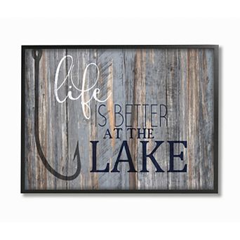 Stupell Home Decor Life Better Lake Framed Wall Art