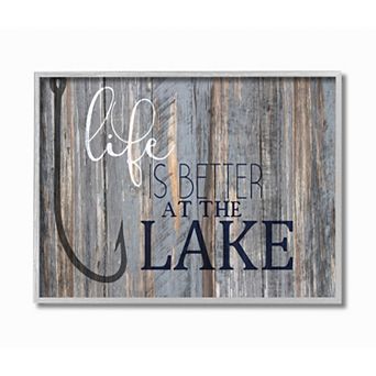 Stupell Home Decor Life Better Lake Fishing Framed Wall Art