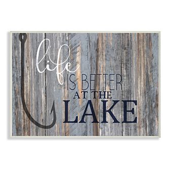 Stupell Home Decor Life Better Lake Plaque Wall Art