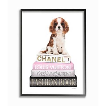 Stupell Home Decor Resting Spaniel Puppy Bookstack Canvas Wall Art