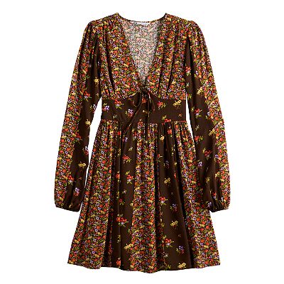 Juniors' SO Mixed Floral Print Fit & Flare Mini Dress