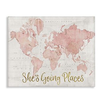 Stupell Home Decor Going Places Watercolor World Map Canvas Wall Art