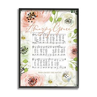 Stupell Home Decor Amazing Grace Pink Floral Framed Wall Art