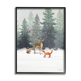 Stupell Home Decor Winter Season Forest Animals Framed Wall Art