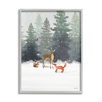 Stupell Home Decor Winter Season Forest Animals Framed Wall Art
