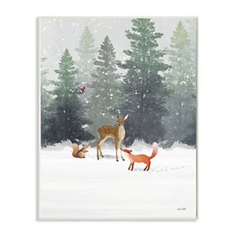 Stupell Home Decor Winter Season Forest Animals Wall Art