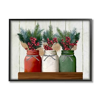 Stupell Home Decor Festive Holiday Jars Framed Wall Art