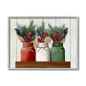Stupell Home Decor Festive Holiday Jars Framed Wall Art