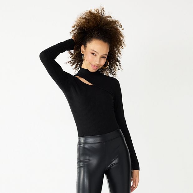 Juniors' SO® Long Sleeve Cutout Bodysuit