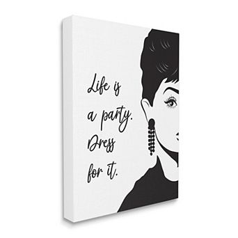 Stupell Home Decor Life's A Party Aubrey Portrait Canvas Wall Art