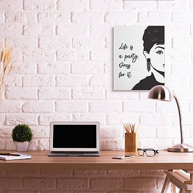 Stupell Home Decor Life's A Party Aubrey Portrait Canvas Wall Art