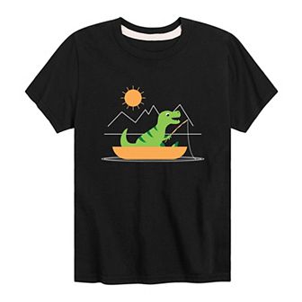 Boys 8-20 Dinosaur Fishing Graphic Tee