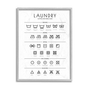 Stupell Home Decor Laundry Cleaning Symbols Minimal Framed Wall Art