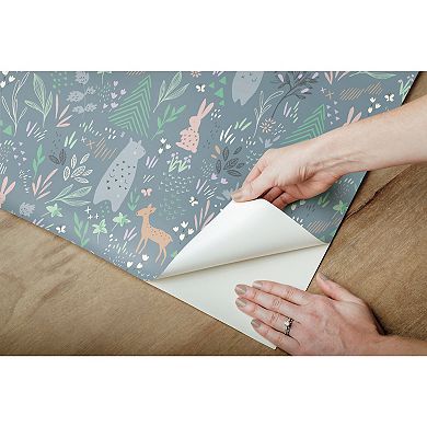 RoomMates Spring Forest Pals Peel and Stick Wallpaper
