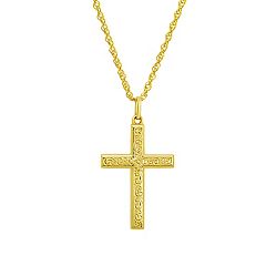 10k Gold Greek Key Cross Pendant