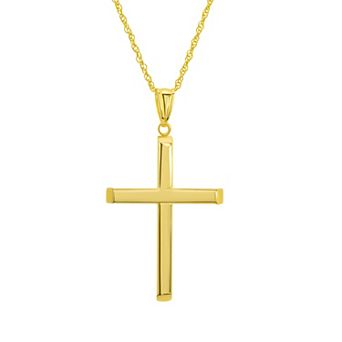 10k Gold Polished Cross Pendant Necklace