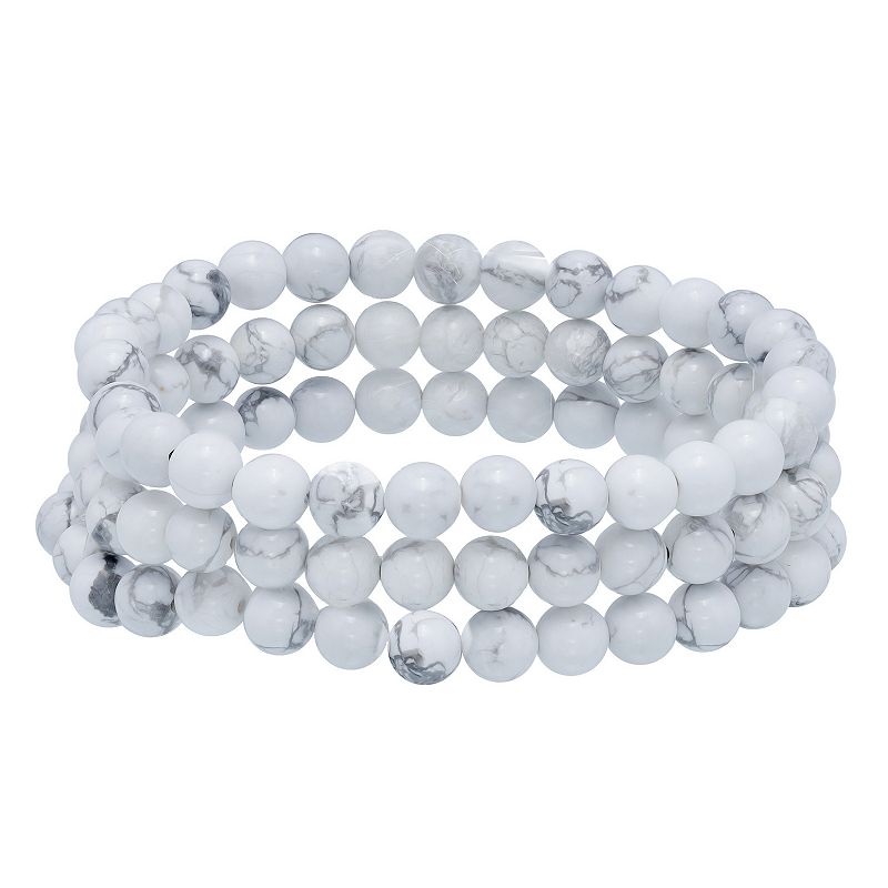 Aleure Precioso Beaded 3-Row Stretch Bracelet, Womens, Size: 7.5, White