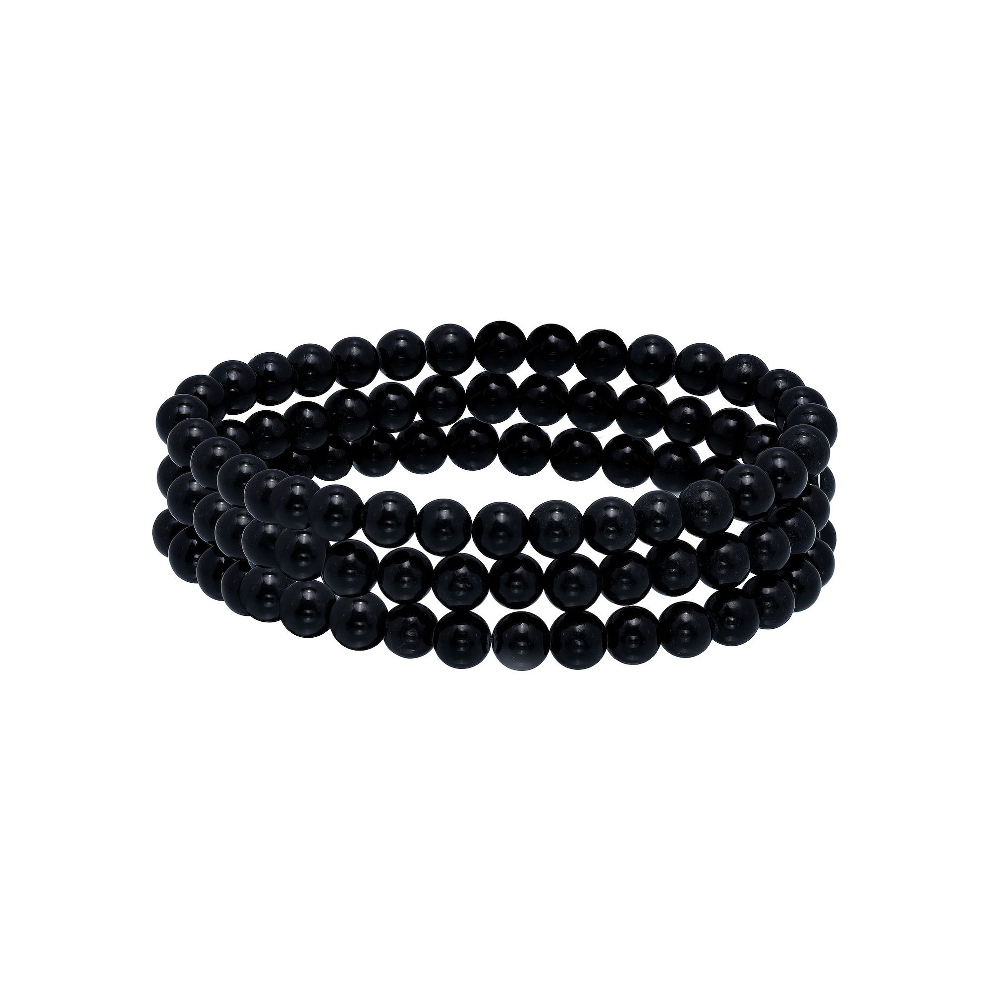 Aleure Precioso Beaded 3-Row Stretch Bracelet, Womens, Size: 7.5, Black