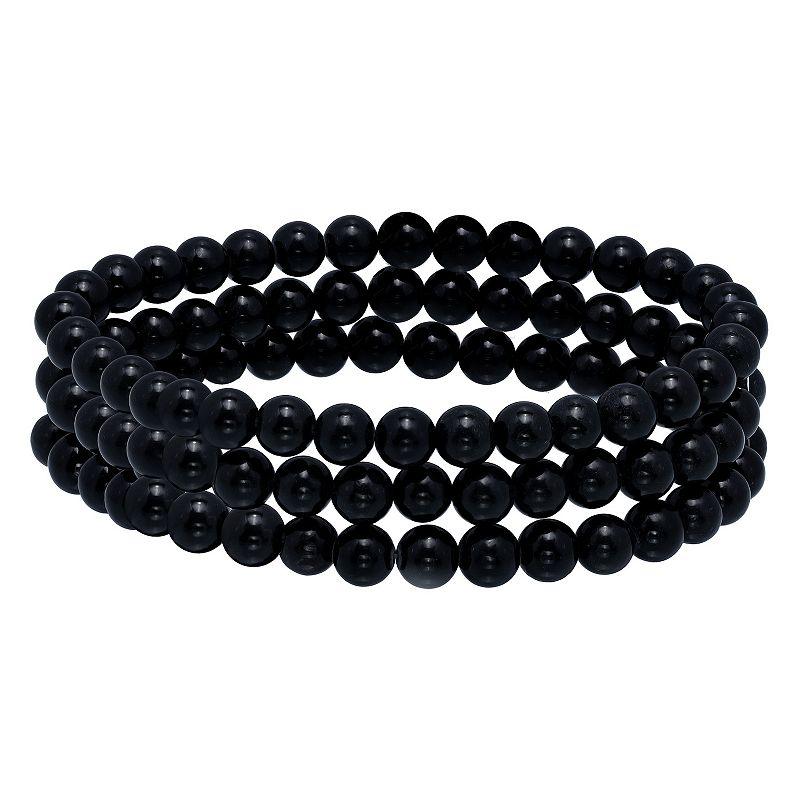 Aleure Precioso Beaded 3-Row Stretch Bracelet, Womens, Size: 7.5, Black