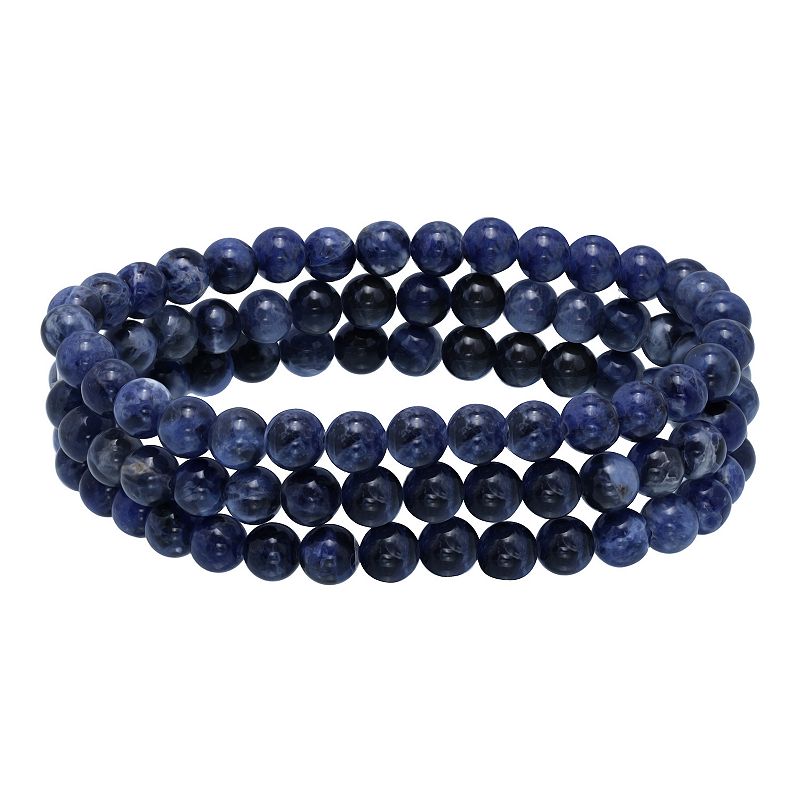 Aleure Precioso Beaded 3-Row Stretch Bracelet, Womens, Size: 7.5, Blue