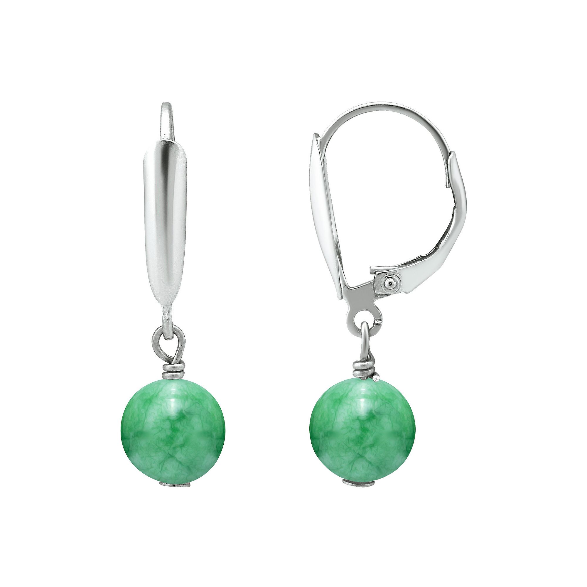 Aleure Precioso Gemstone Bead Leverback Earrings, Womens, Green Howlite