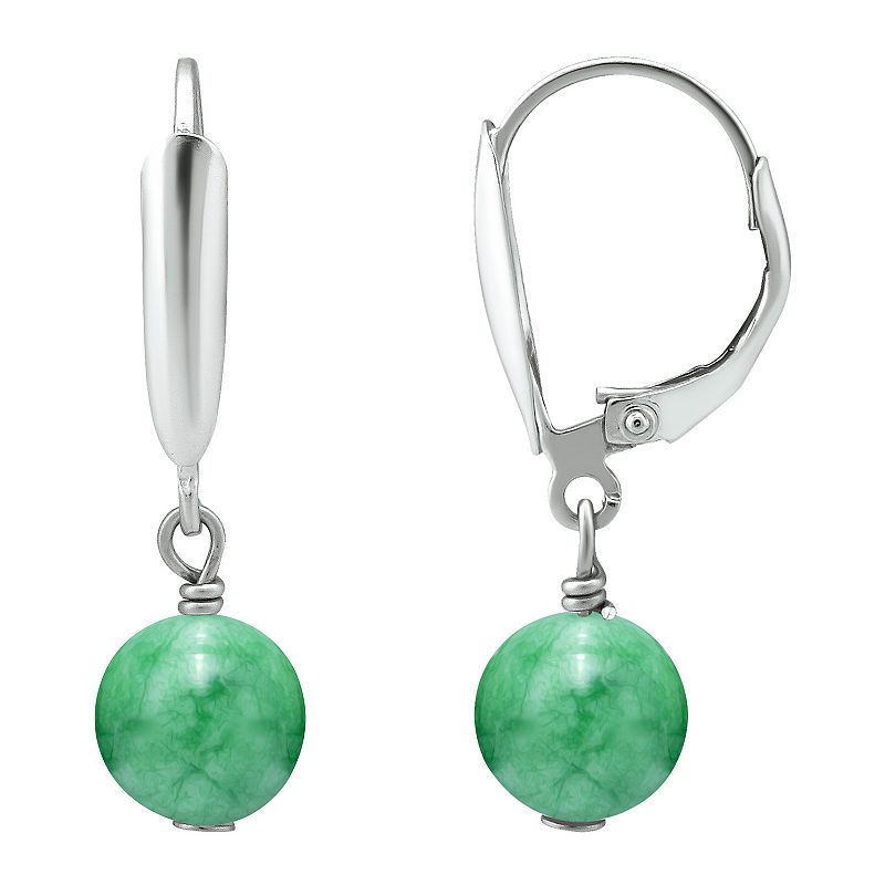 Aleure Precioso Gemstone Bead Drop Leverback Earrings, Womens, Green