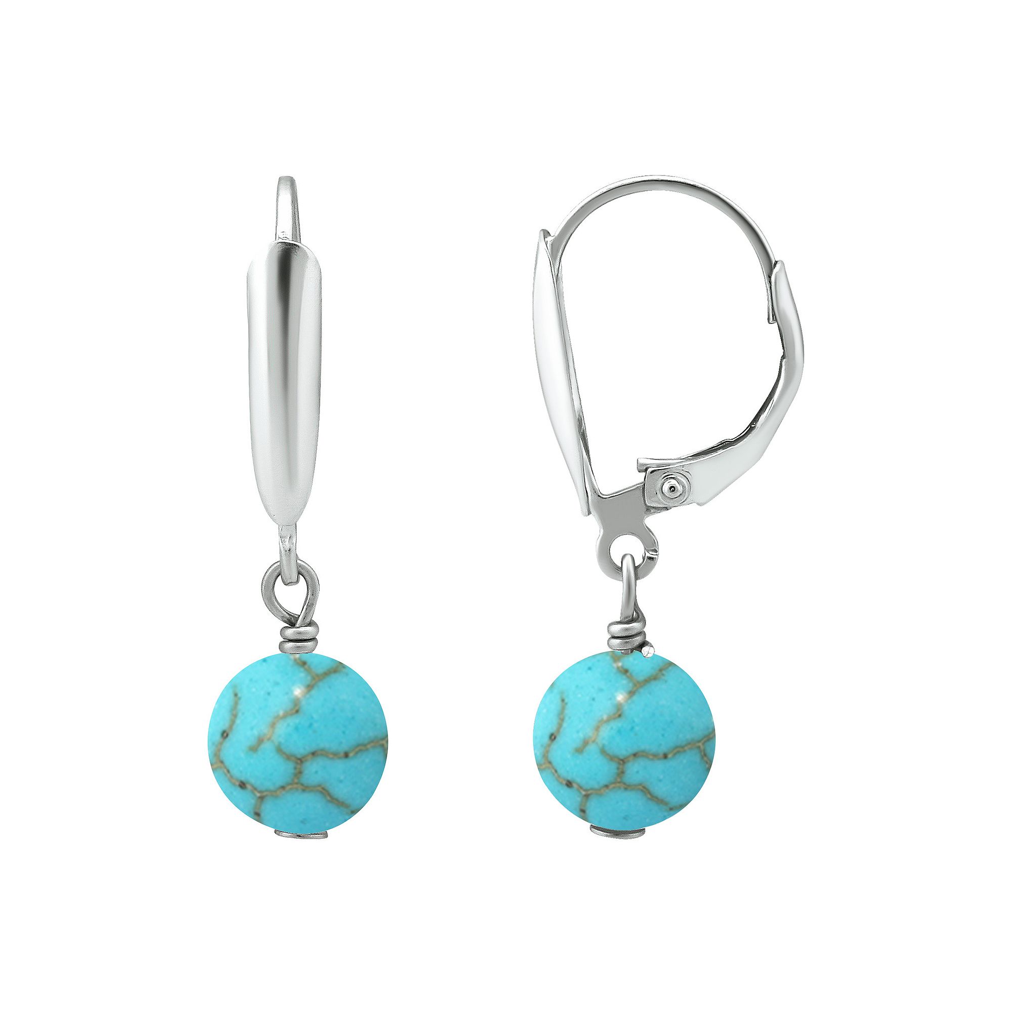Aleure Precioso Gemstone Bead Leverback Earrings, Womens, Howlite Chryscol