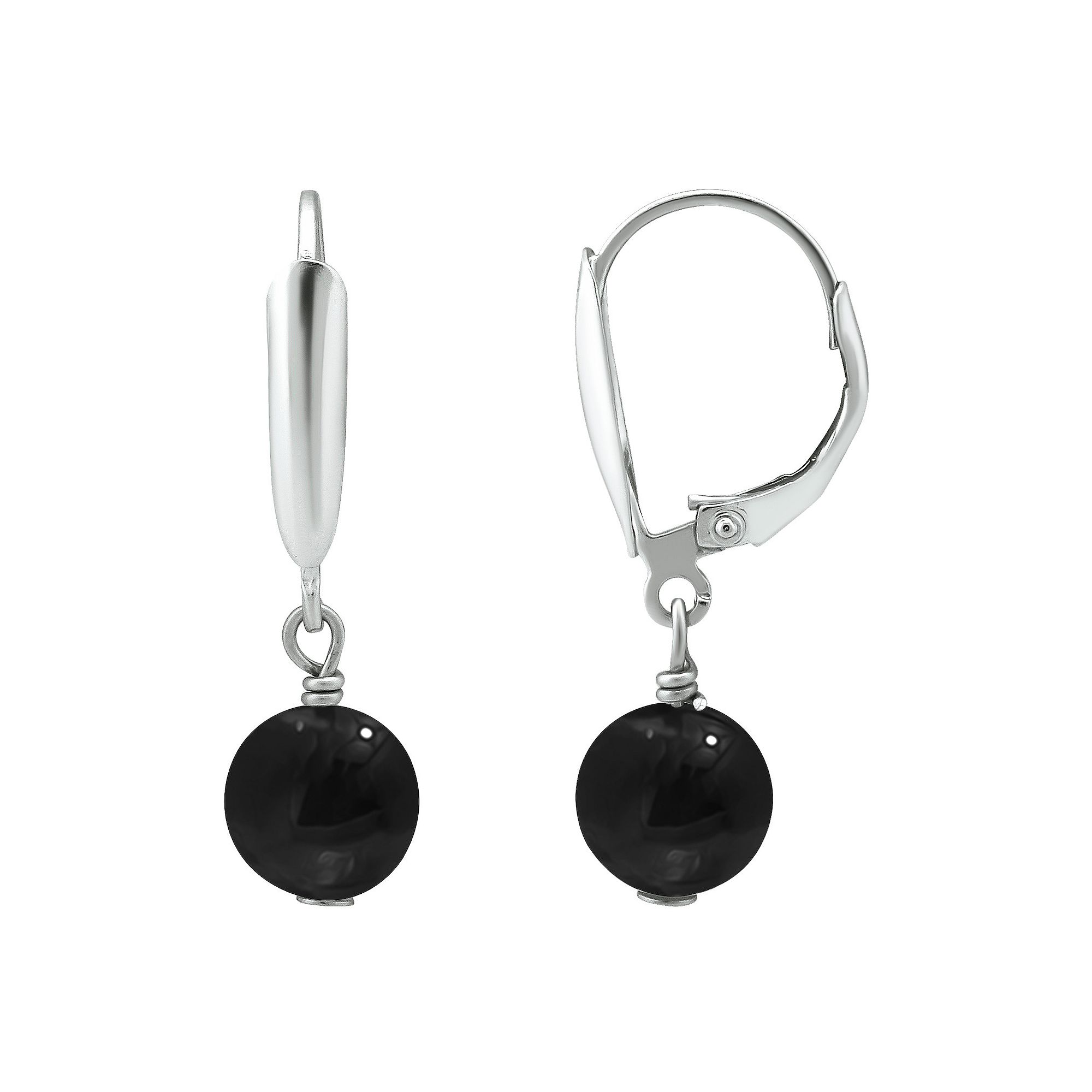 Aleure Precioso Gemstone Bead Leverback Earrings, Womens, Black