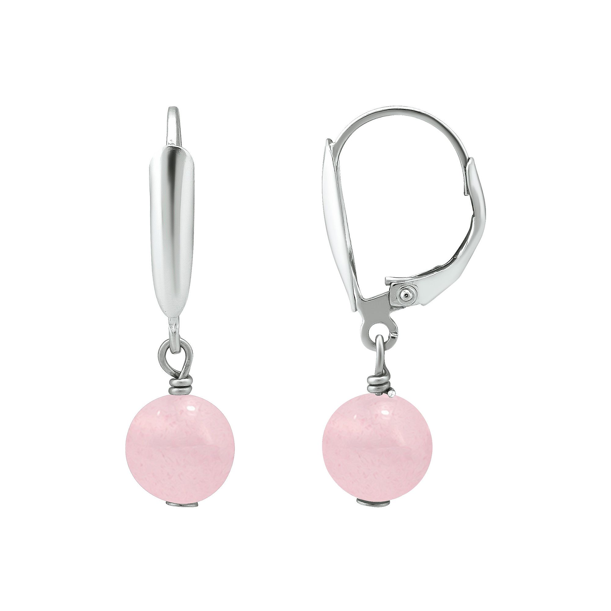 Aleure Precioso Gemstone Bead Leverback Earrings, Womens, Pink Quartz