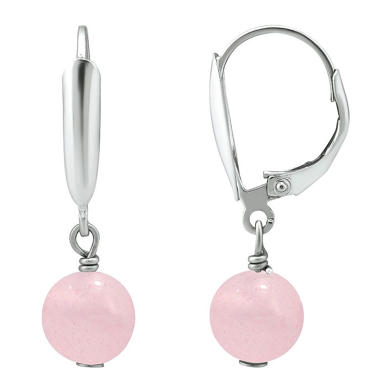 Aleure Precioso Gemstone Bead Drop Leverback Earrings, Womens, Pink