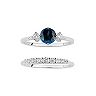 PRIMROSE Sterling Silver Blue Crystal & Cubic Zirconia Ring Duo Set