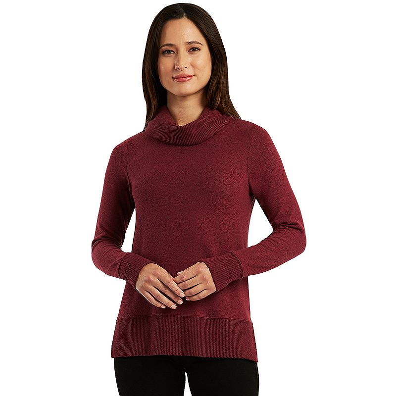 Womens AB Studio Banded Cowlneck Long Sleeve Top, Size: XS, Dark Red