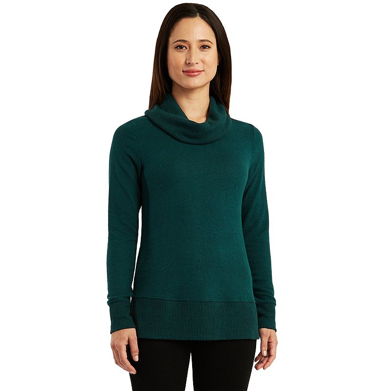 Womens AB Studio Banded Cowlneck Long Sleeve Top, Size: XS, Dark Green