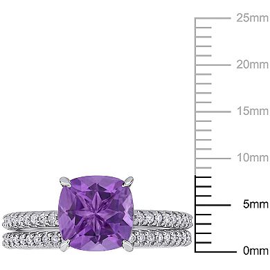 Stella Grace 14k White Gold Amethyst & 1/4 Carat. T.W. Diamond Engagement Ring Set