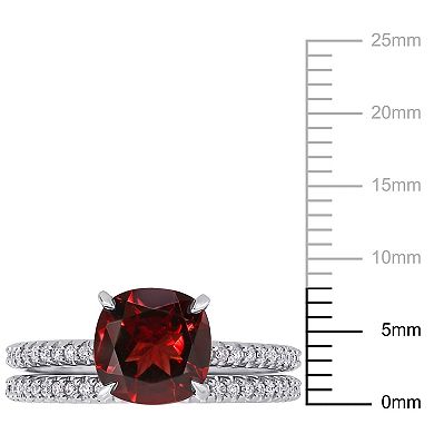 Stella Grace 14k White Gold Garnet & 1/4 Carat T.W. Diamond Engagement Ring Set